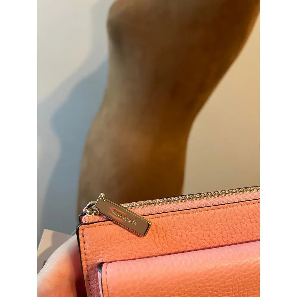 Kate Spade Leila Small Flap Crossbody Pebbled Leather in Peachy Rose $269